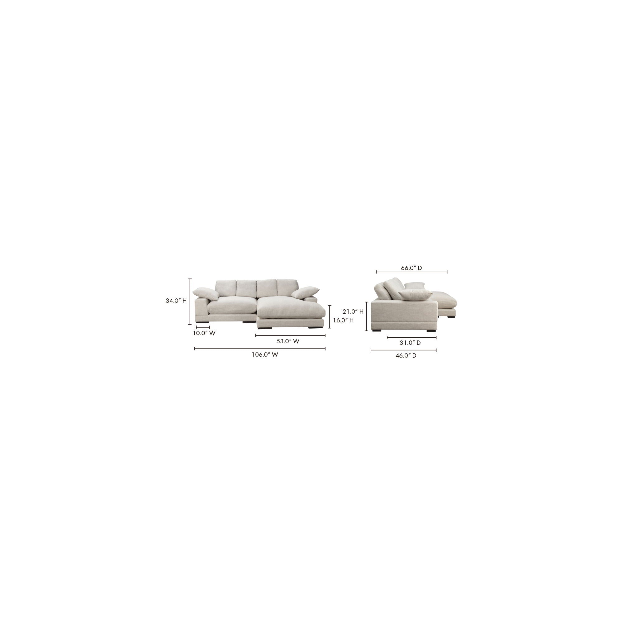 Plunge - Fabric Sectional - Beige