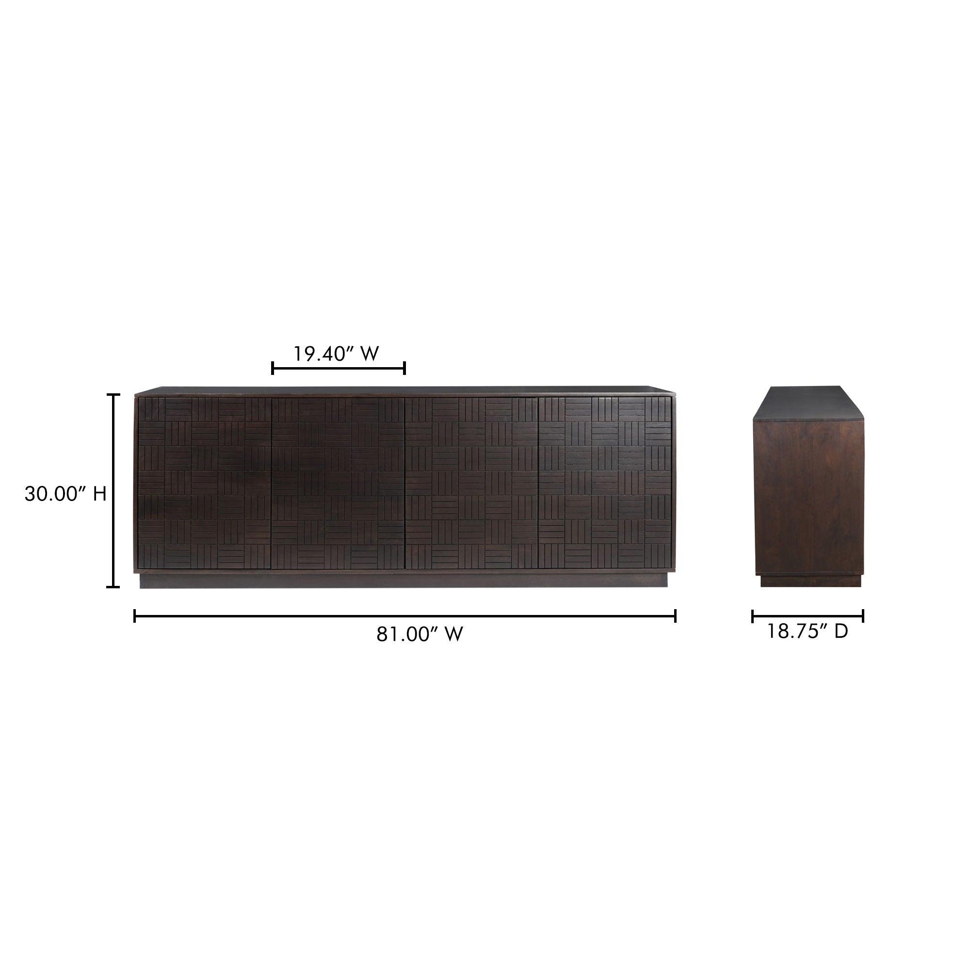 Denman - 4 Door Sideboard - Dark Brown