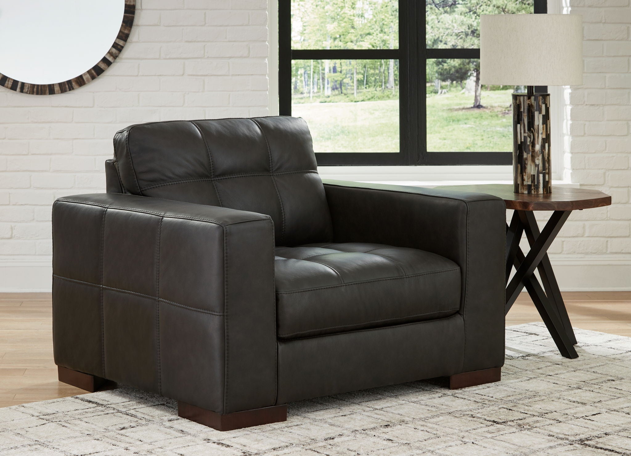 Luigi - Chair And A Half - Leather Match - Thunder