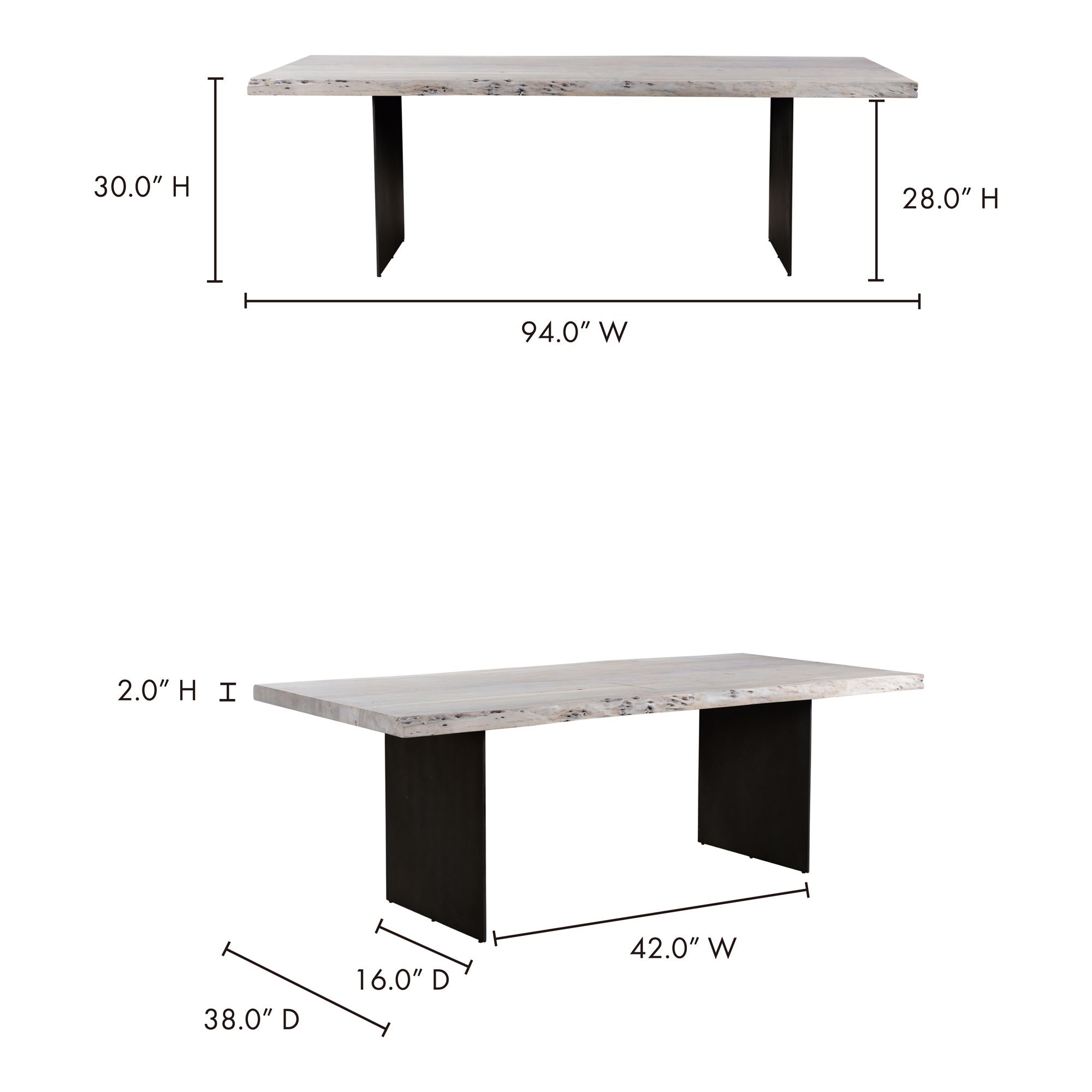 Evans - Solid Acacia Dining Table - White