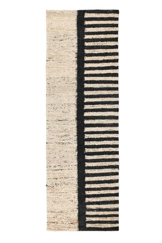 Kanso - 2.6' x 8' Kofu Stripe Rug - Natural/Black