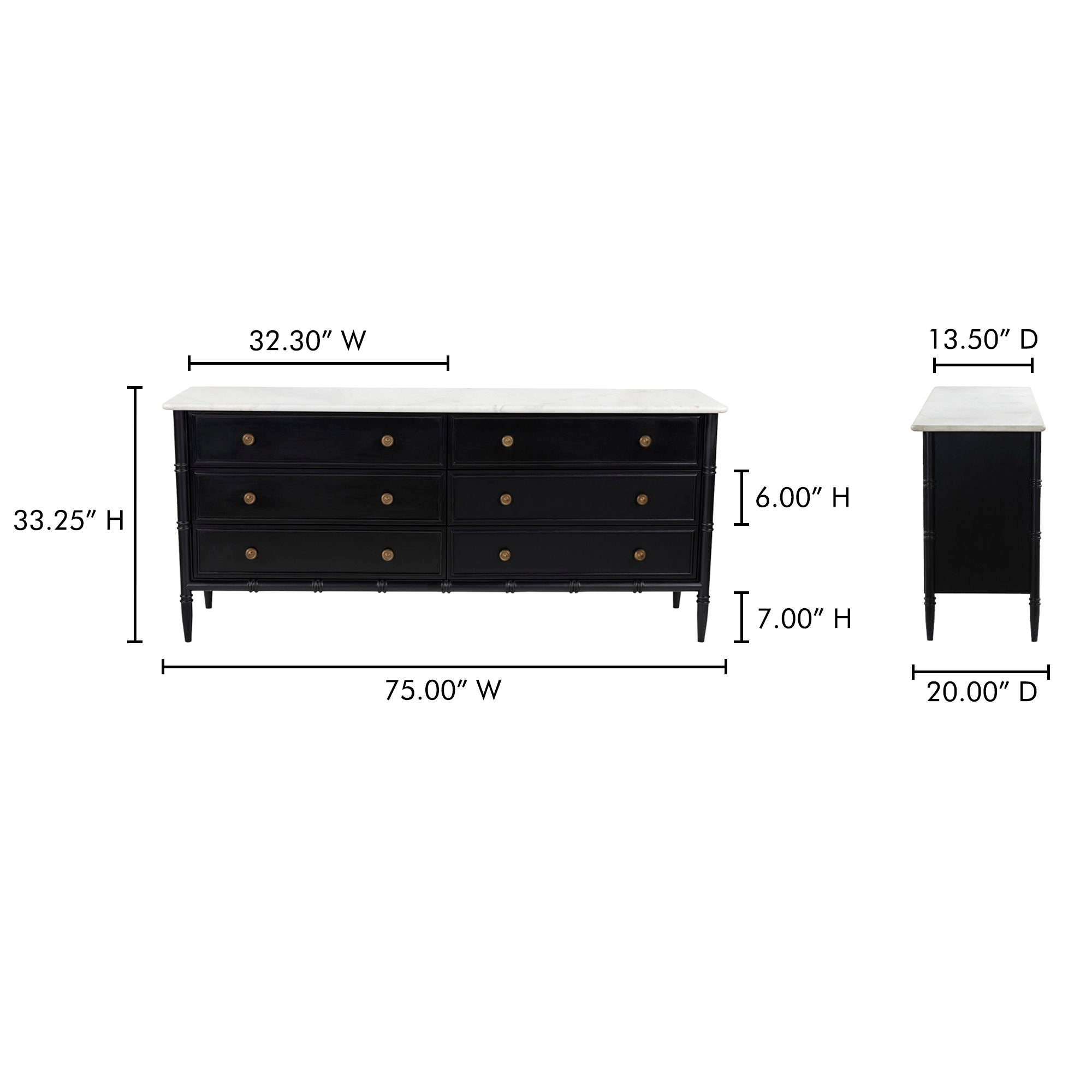 Eleanor - 6 Drawer Dresser - Black