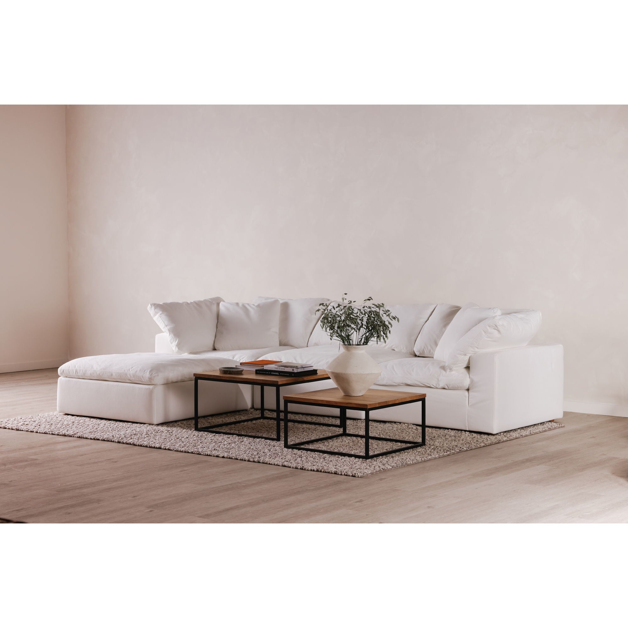 Terra - Livesmart Fabric Condo Lounge Modular Sectional - Cream