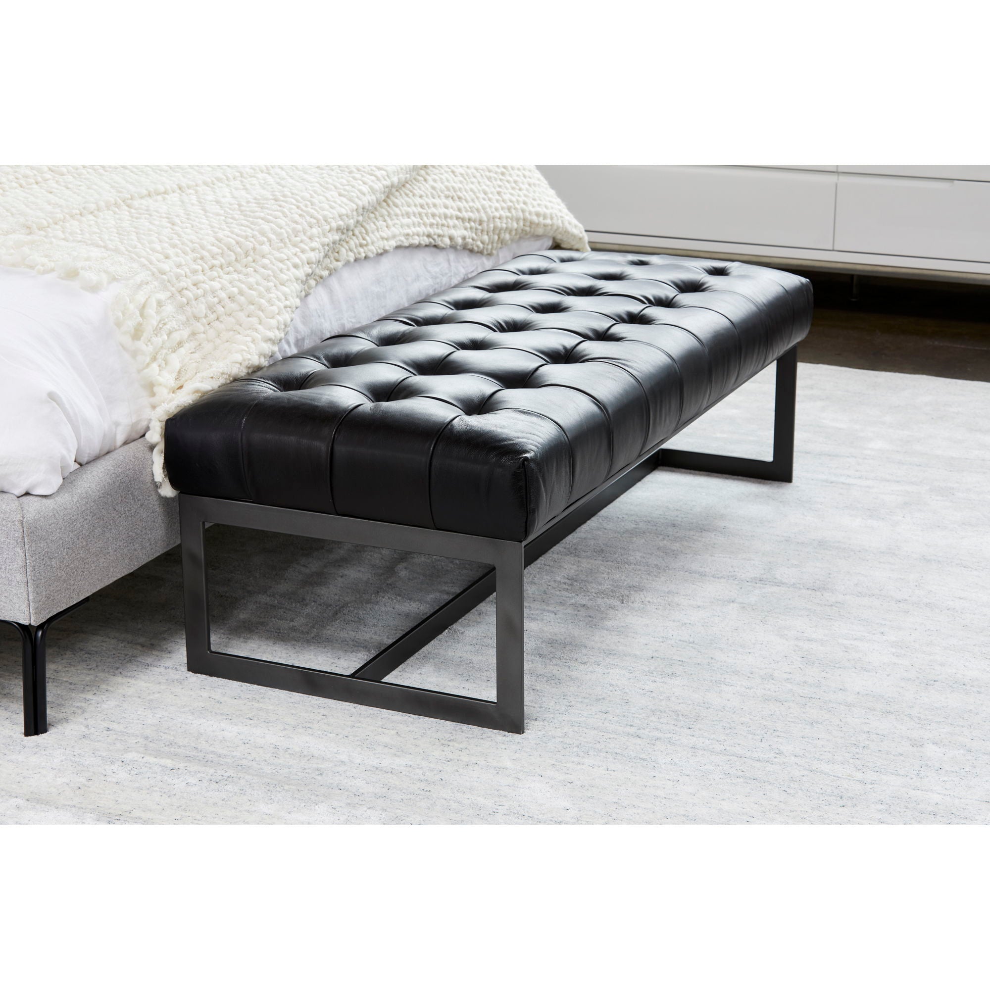Wyatt - Leather Bench - Black