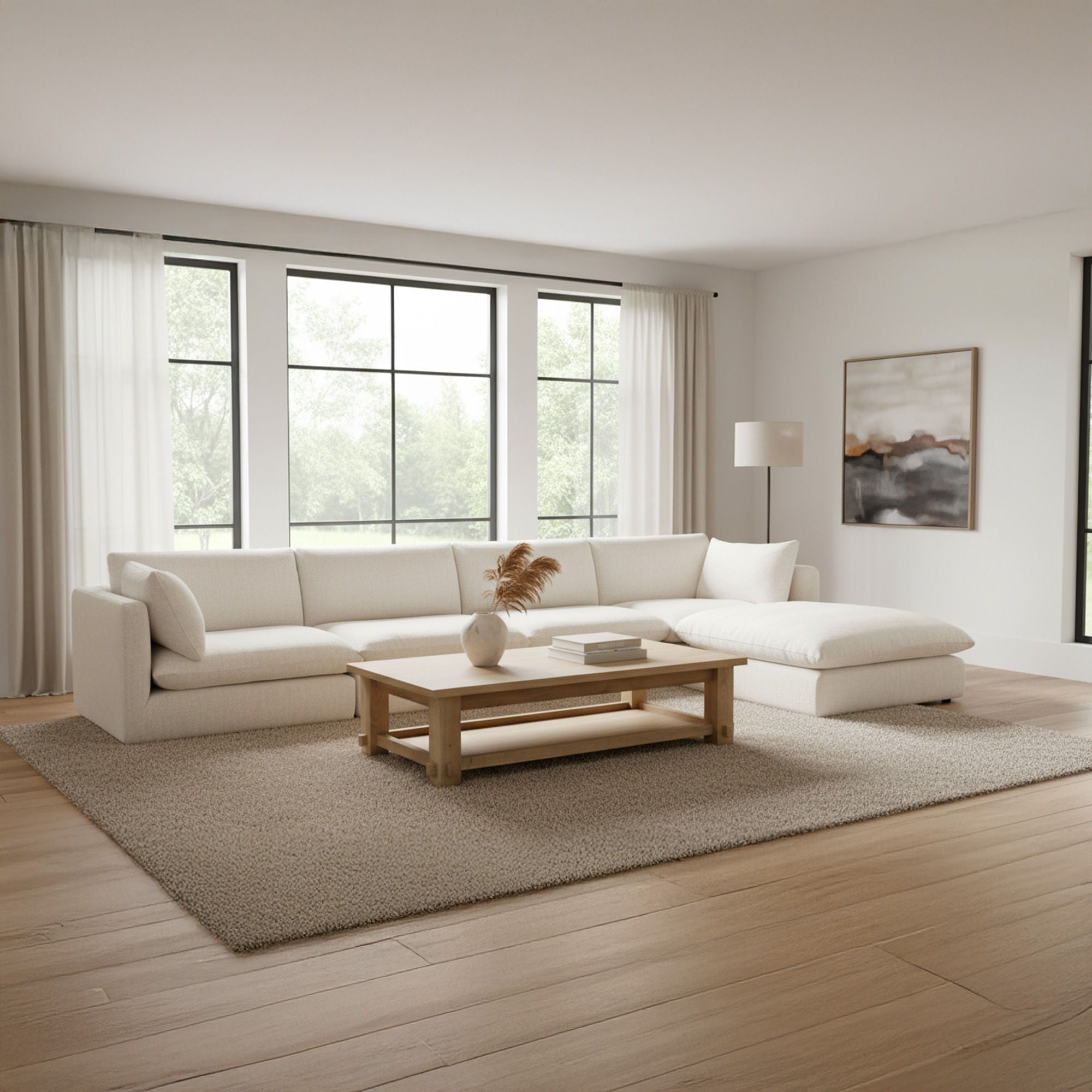 Townes - Lounge Modular Sectional - Flecked Ecru