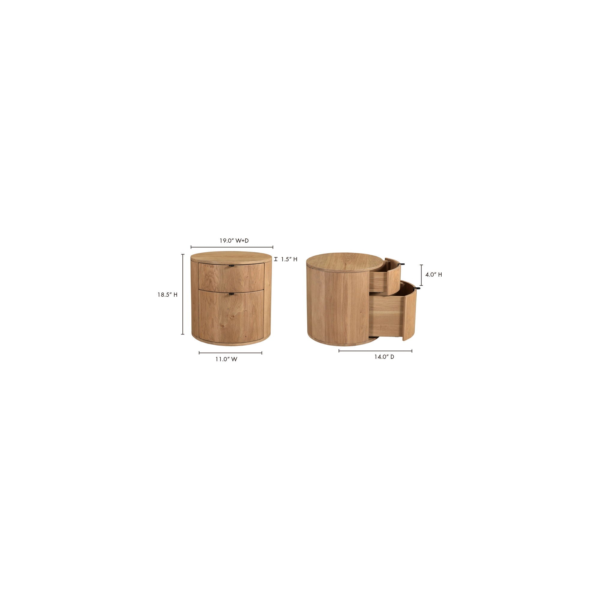Theo - Two Drawer Nightstand - Light Brown