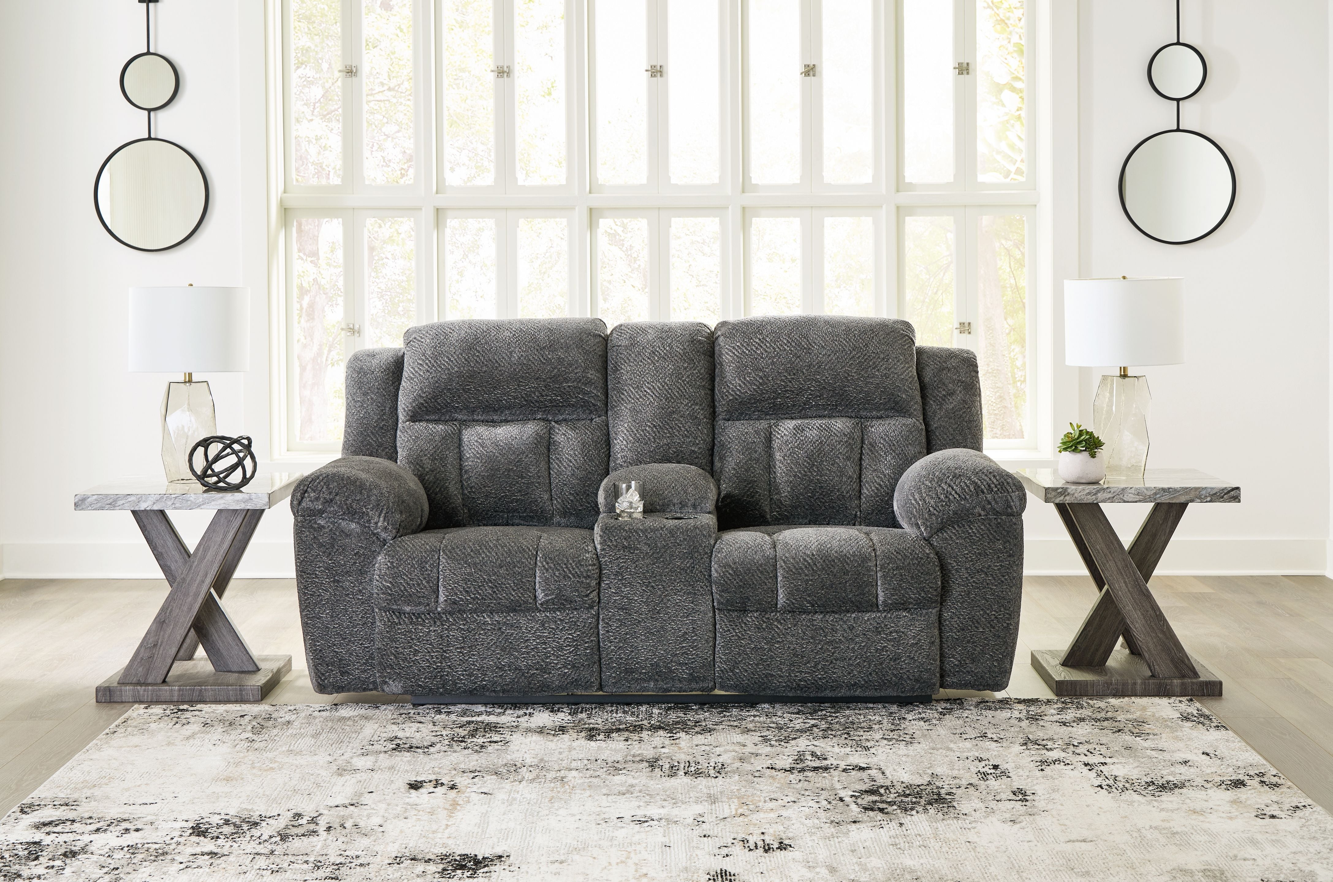 Frohn - Graphite - Dbl Reclining Loveseat With Console - Fabric