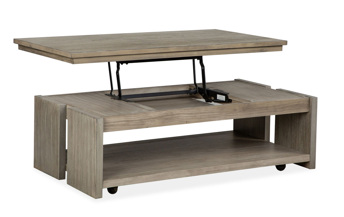 Conrad - Rectangular Lift Top Storage Cocktail Table With Casters - Stone Harbor Gray