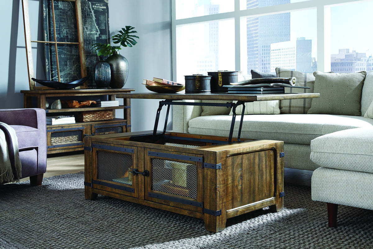 Chesterfield - Top Storage Cocktail Table With Casters - Farmhouse Timber