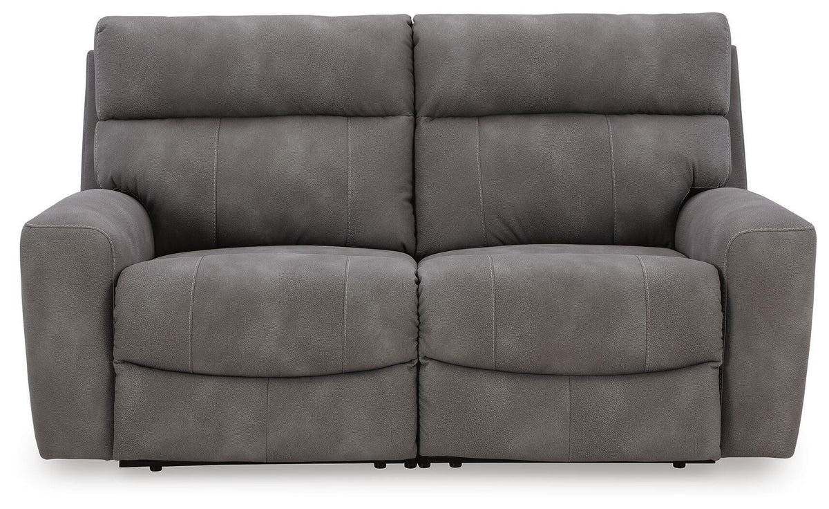 Next-Gen Durapella - 2-Piece Power Reclining Sectional Loveseat - Slate - Faux Leather