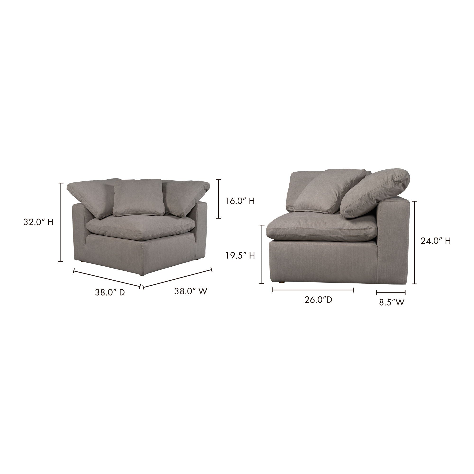 Terra - Livesmart Fabric Condo Corner Chair - Light Gray