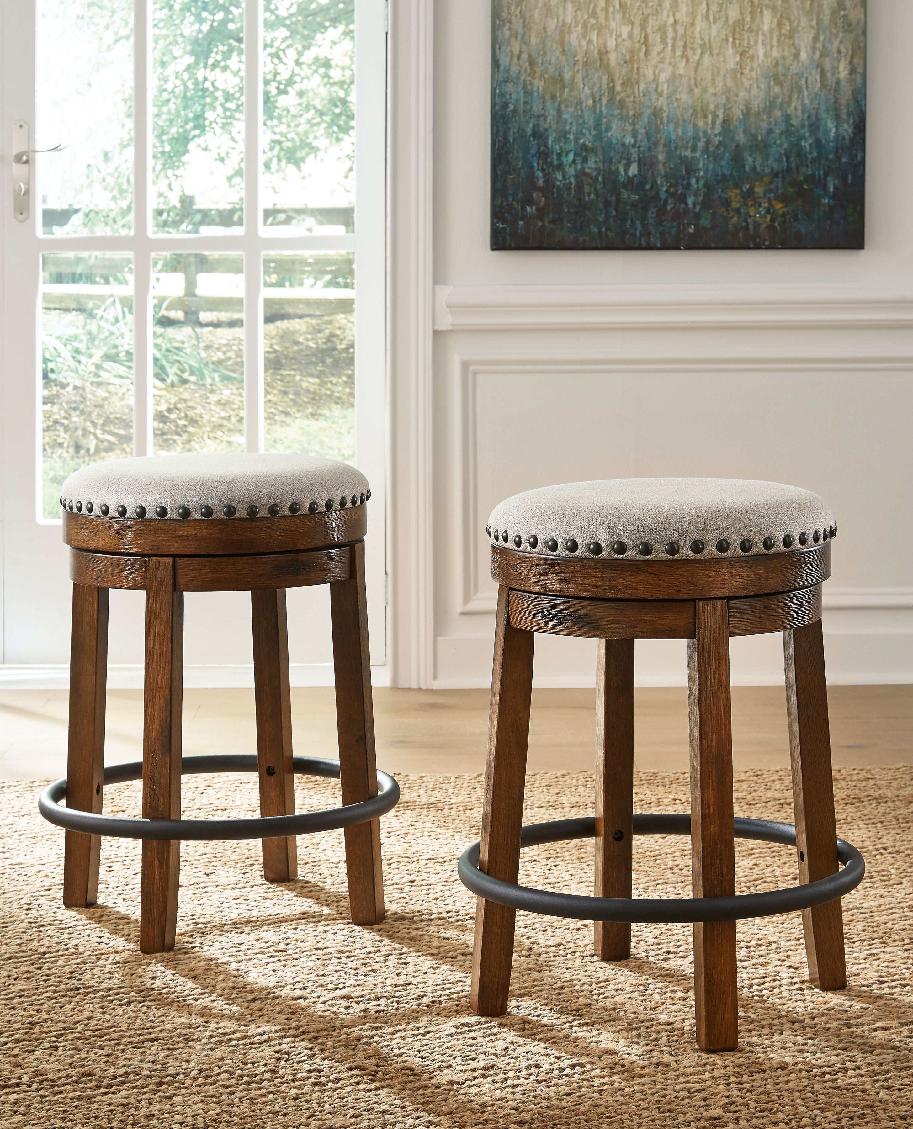 Valebeck Upholstered Swivel Stool - Main Image