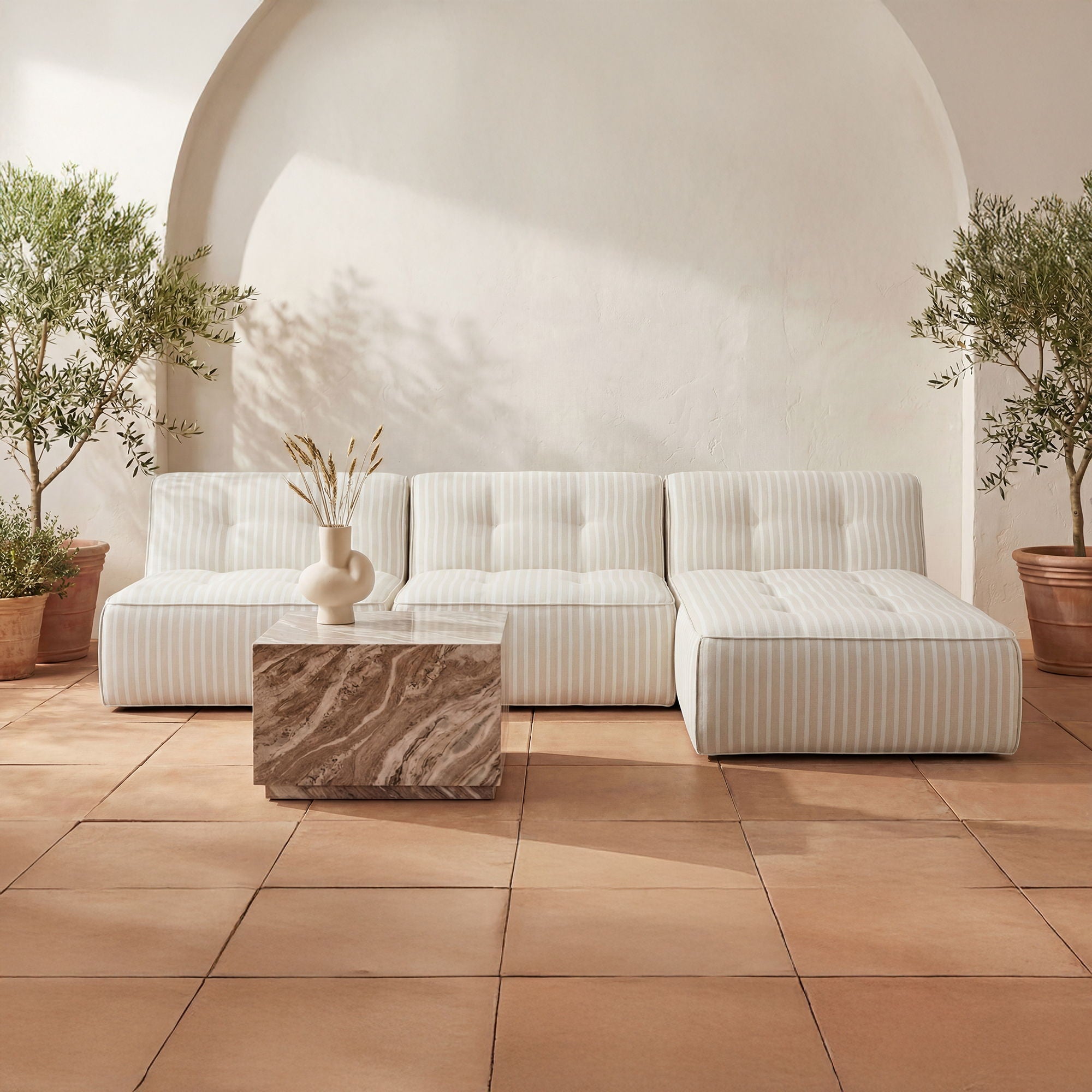 Sunseeker - Outdoor Chaise Stripe - Brown