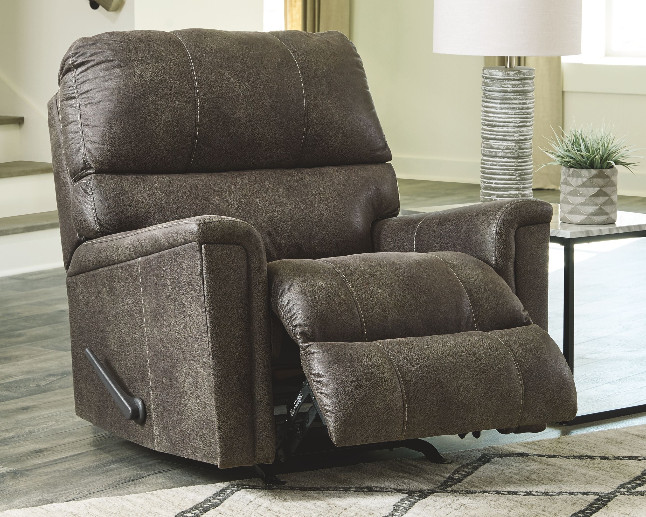 Navi - Smoke - Rocker Recliner - Faux Leather