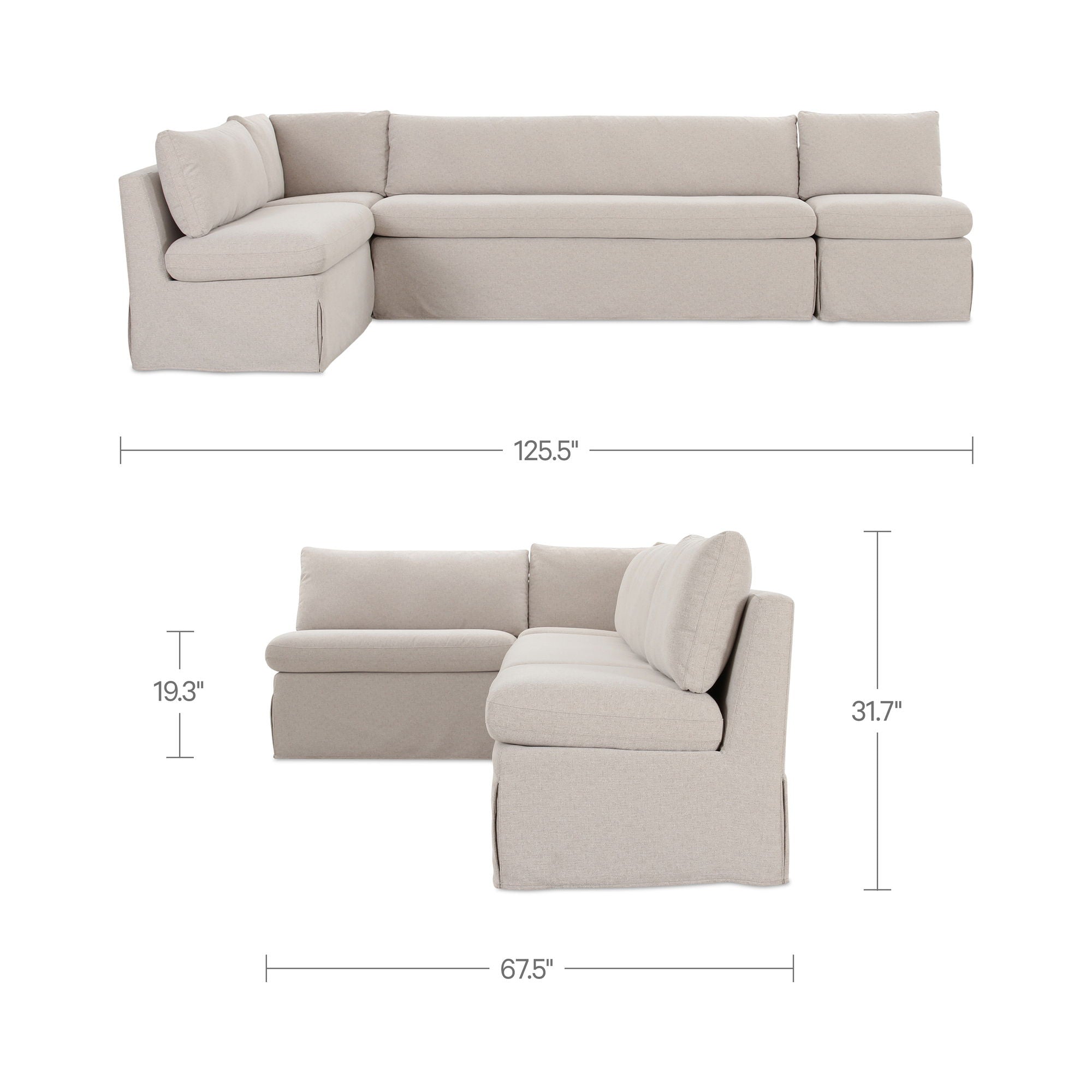 Fable - Slipcover Dining Banquette L-Shape Sectional - Beige