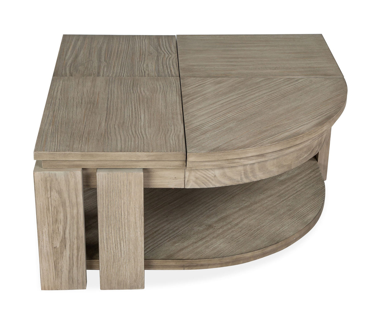 Conrad - Pie Shaped Lift Top Cocktail Table With Casters - Stone Harbor Gray