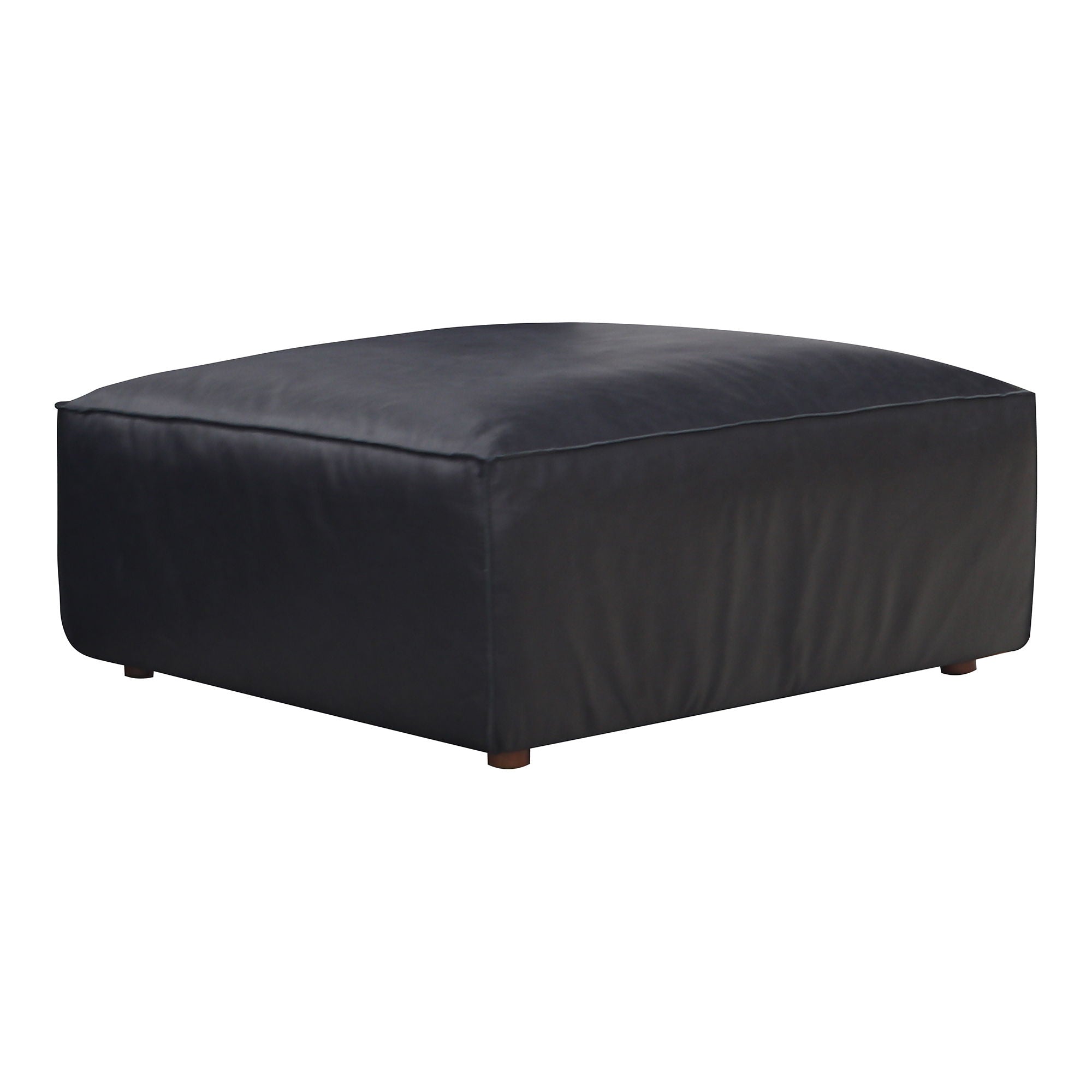 Form - Ottoman Vantage Black Leather - Black