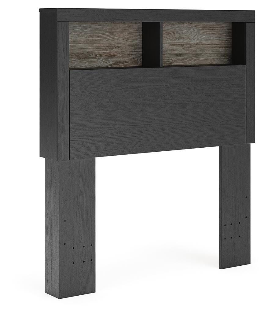 Broachmyn - Twin Bookcase Headboard - Black / Gray - Wood