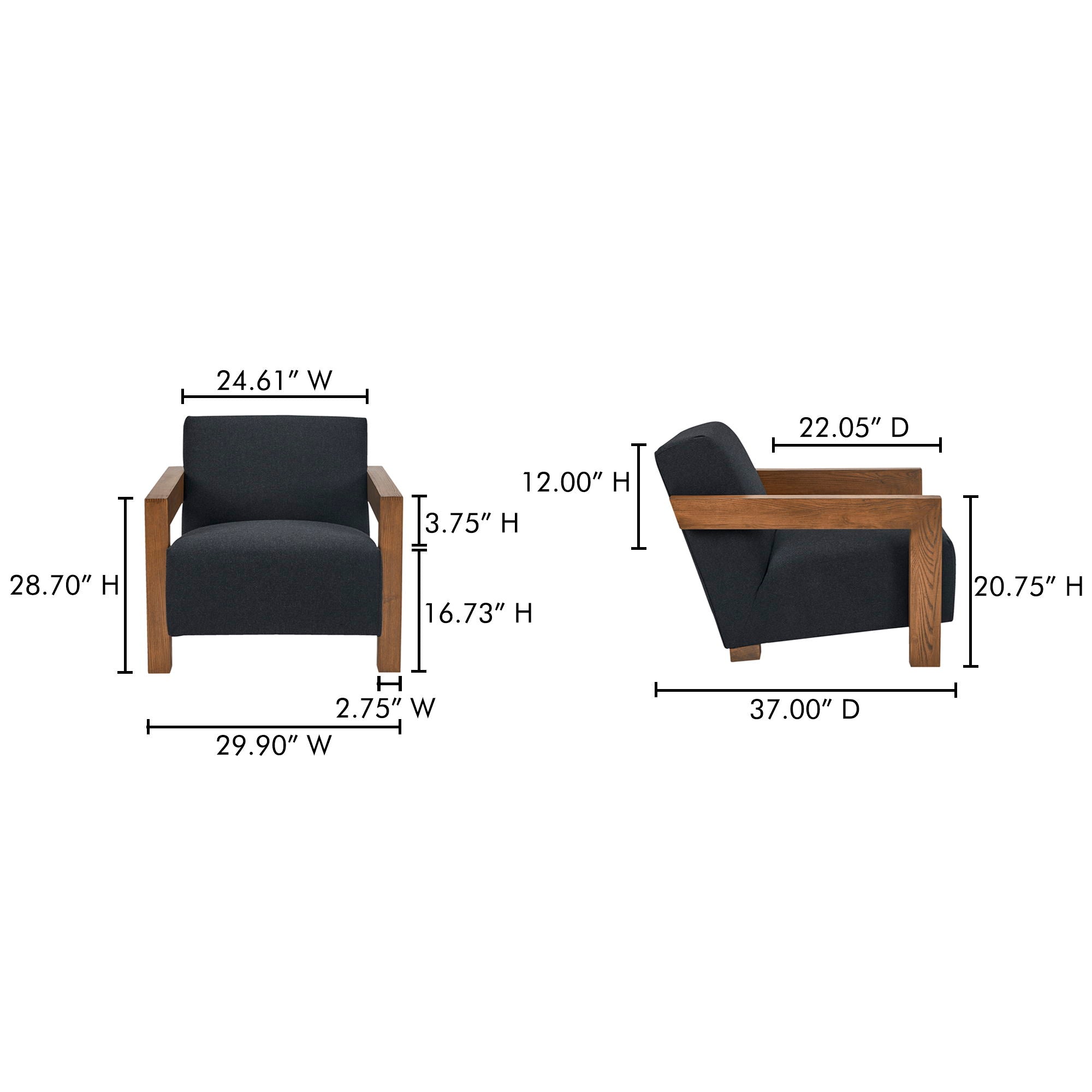 Garnet - Lounge Chair - Charcoal