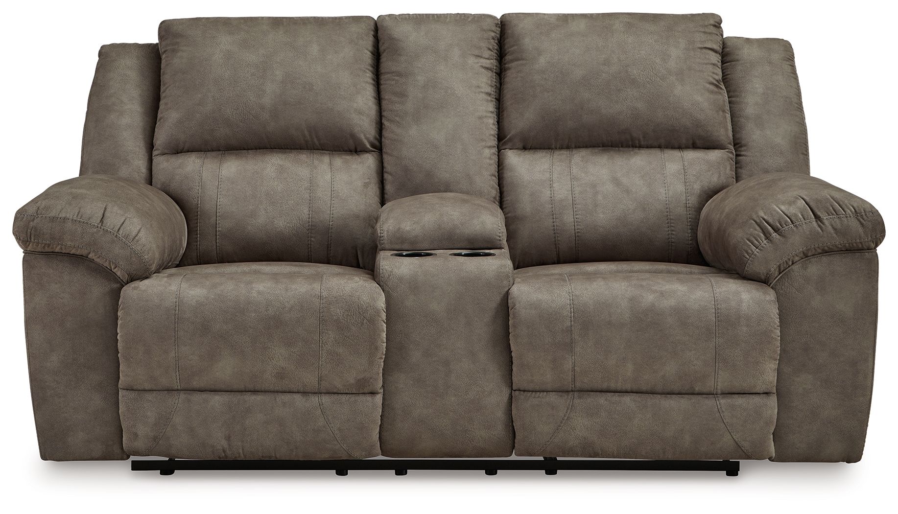 Laresview - Fossil - Dbl Reclining Loveseat With Console - Faux Leather