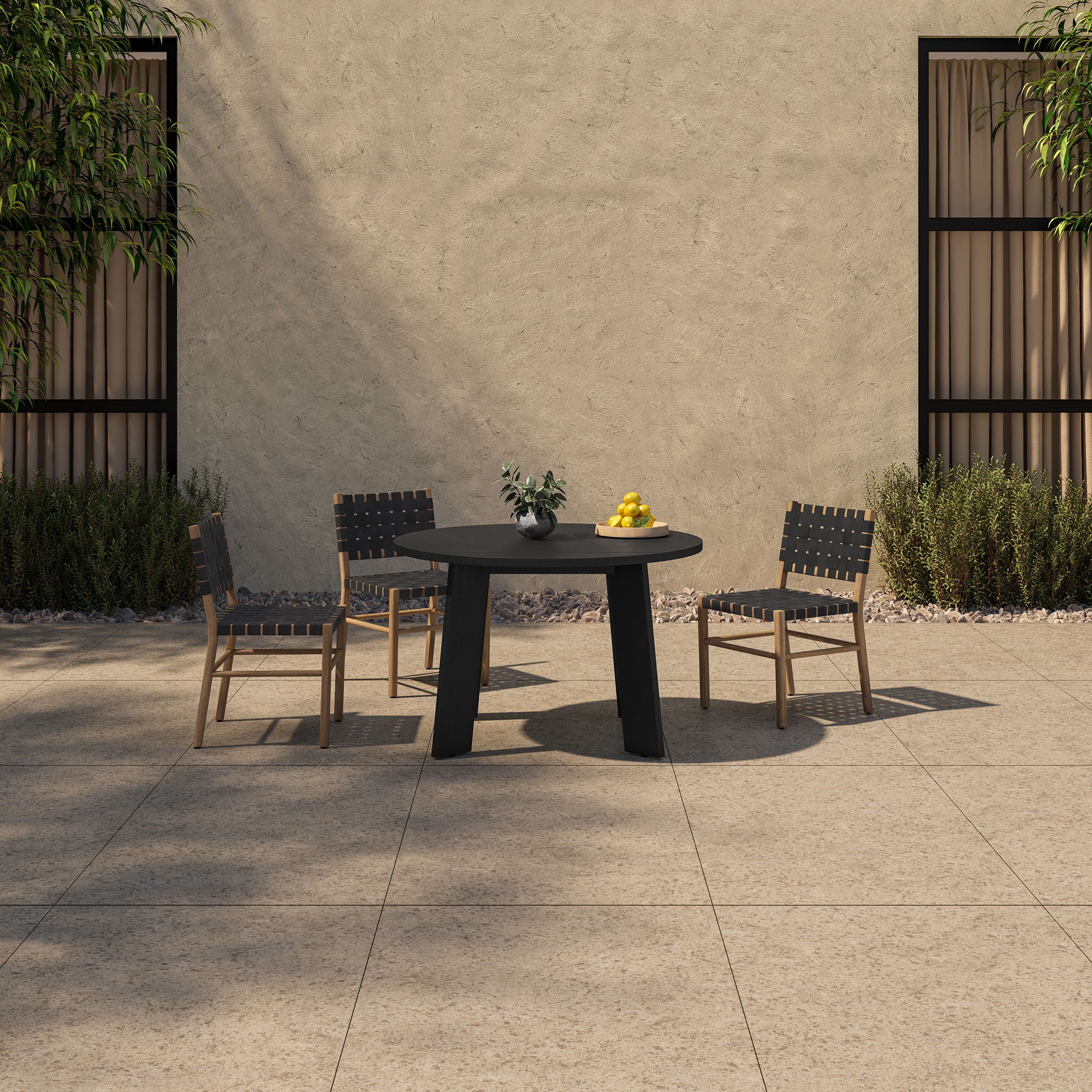Delta - Round Outdoor Dining Table - Black