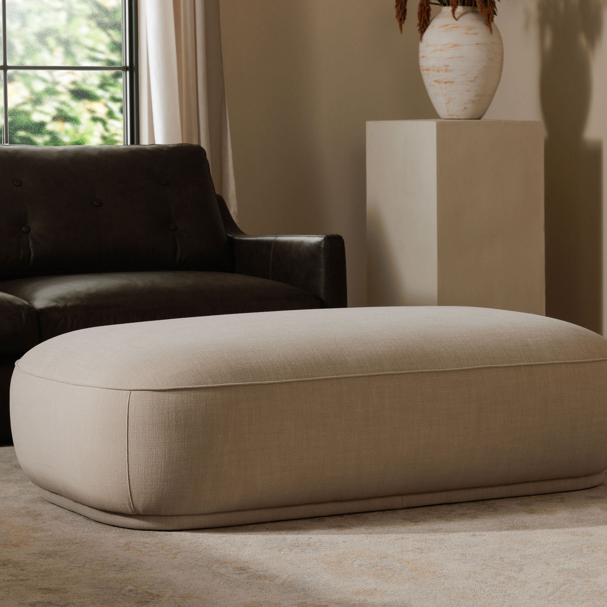 Marion - Rectangular Ottoman - Beige