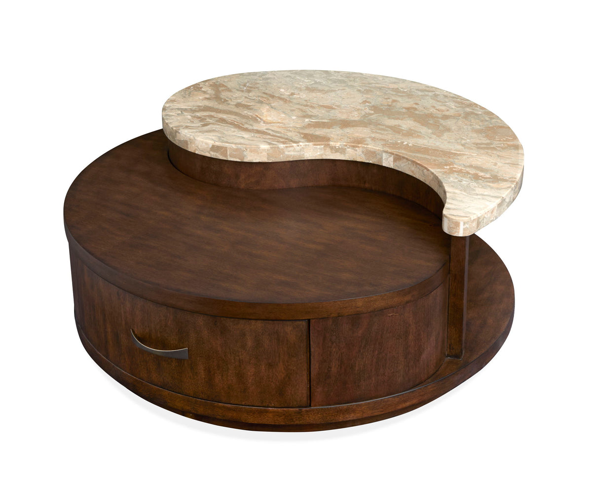 McPherson - Round Cocktail Table With Casters - Burnt Umber