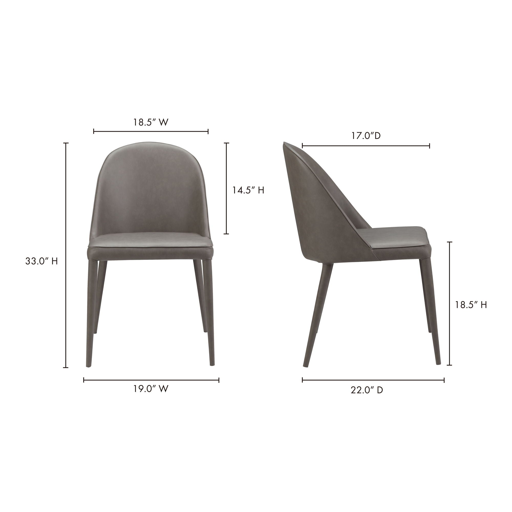Burton - Vegan Leather Dining Chair (Set of 2) - Gray