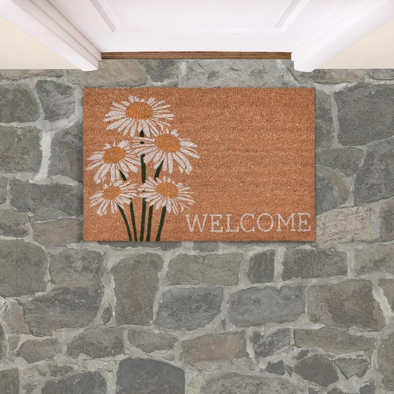 Doormats - Daisy Welcome Doormat - Ivory Multi/Natural