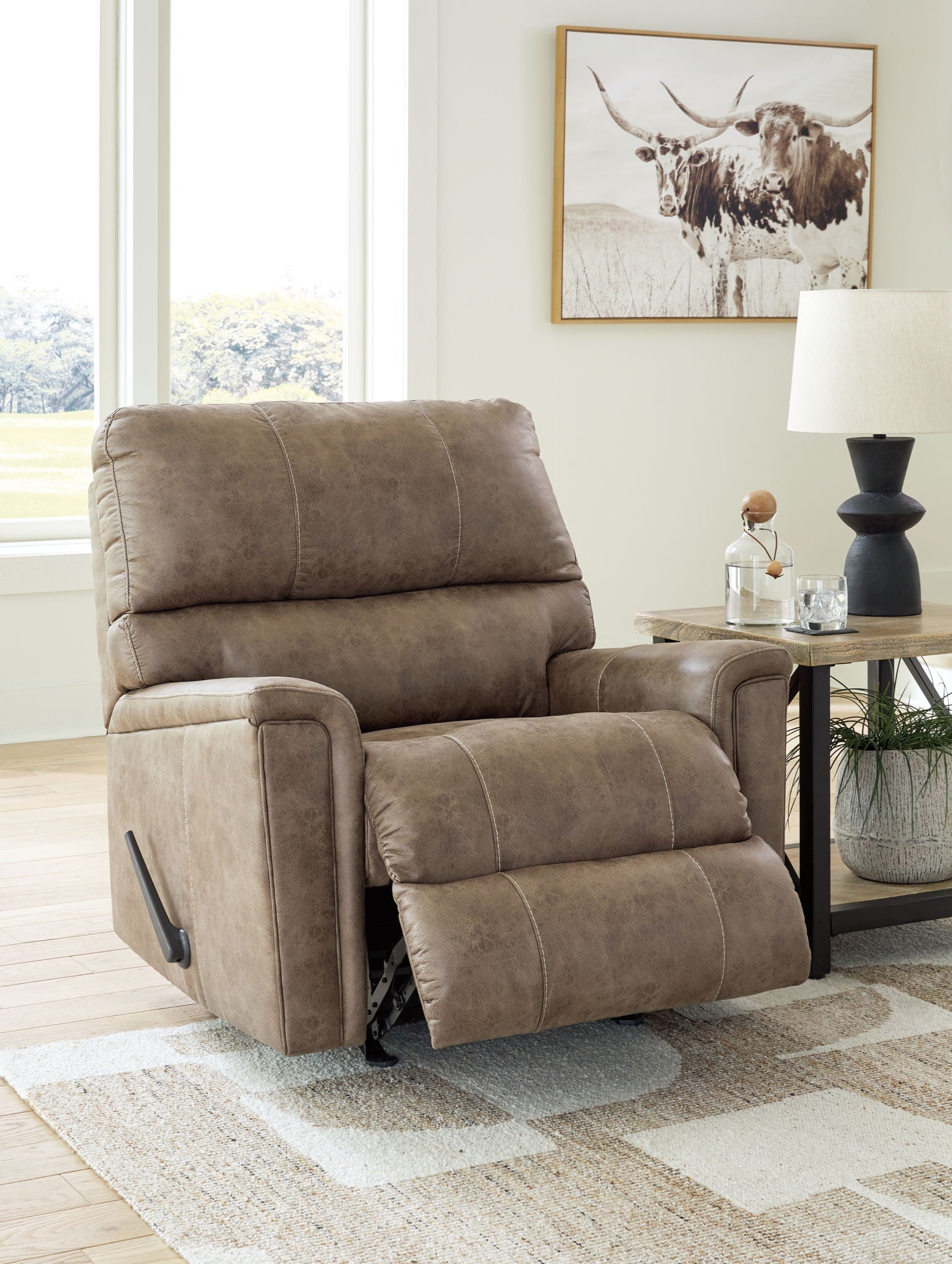 Navi - Fossil - Rocker Recliner - Faux Leather