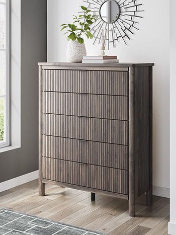 Pamytta - Brown - Five Drawer Wide Chest