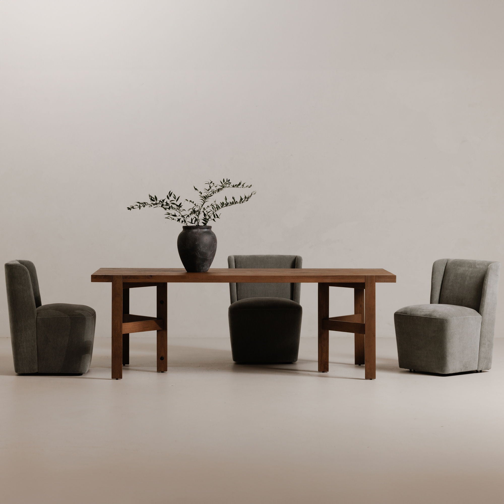 Cormac - Rolling Dining Chair - Slate / Green