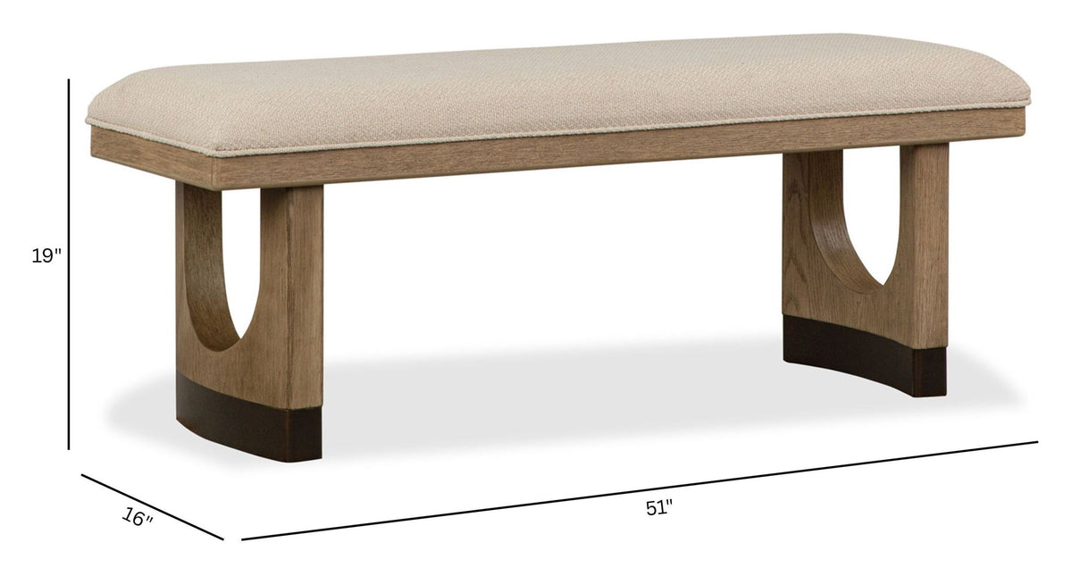 Tristan - Upholstered Backless Bench With U-Shaped Legs - Swiss Coffee