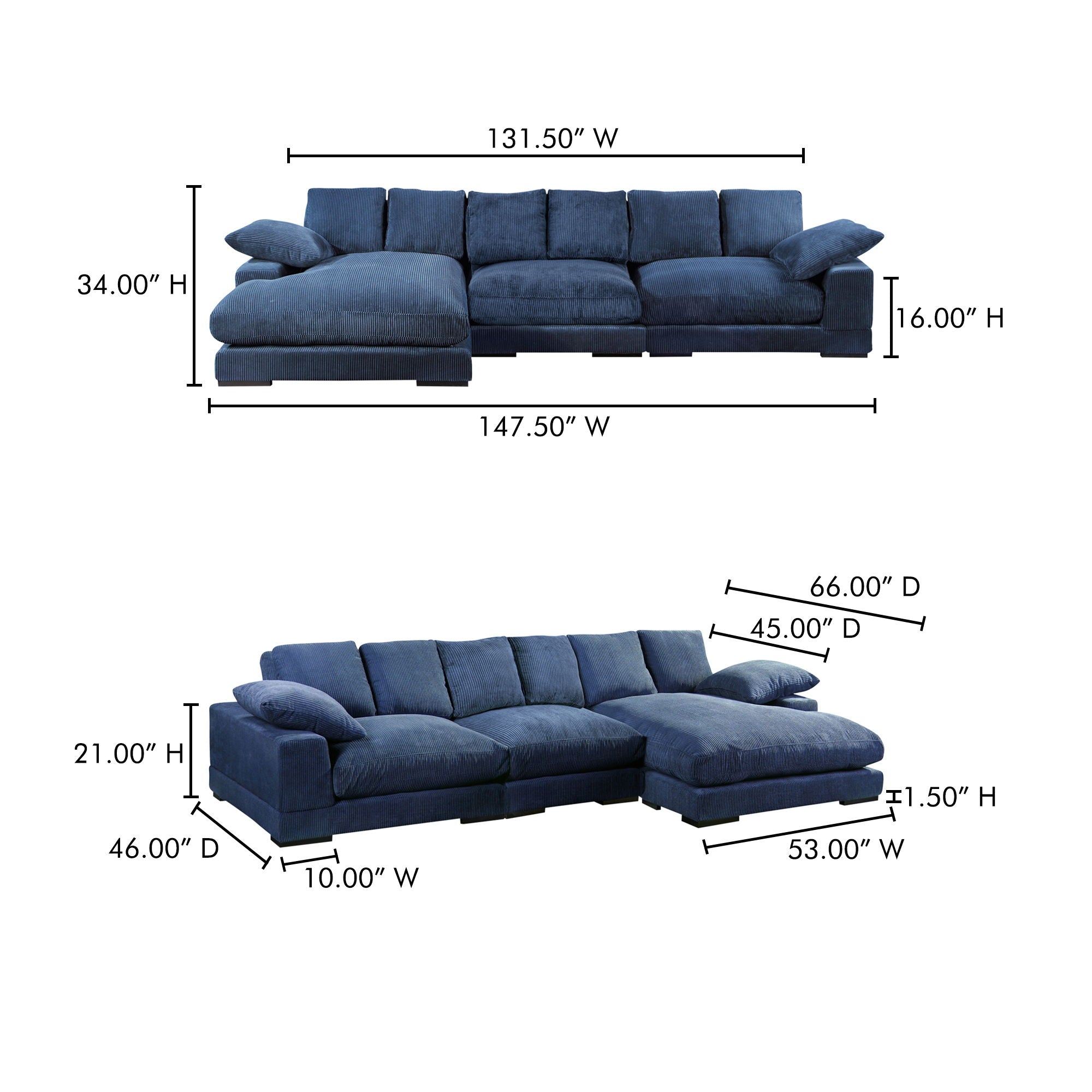 Plunge - Large Sectional - Navy