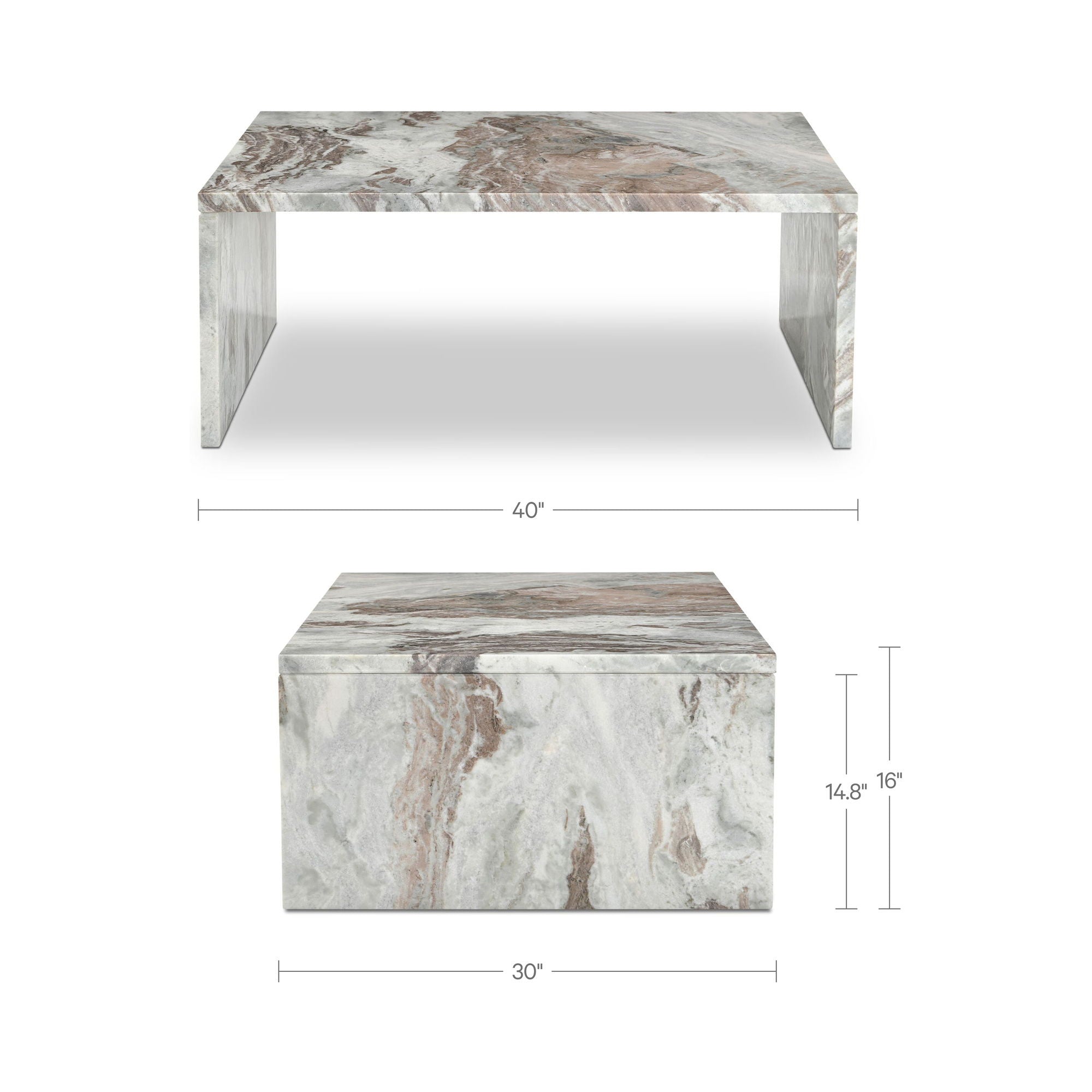 Rosa - Coffee Table Torrento Marble - Brown / Beige