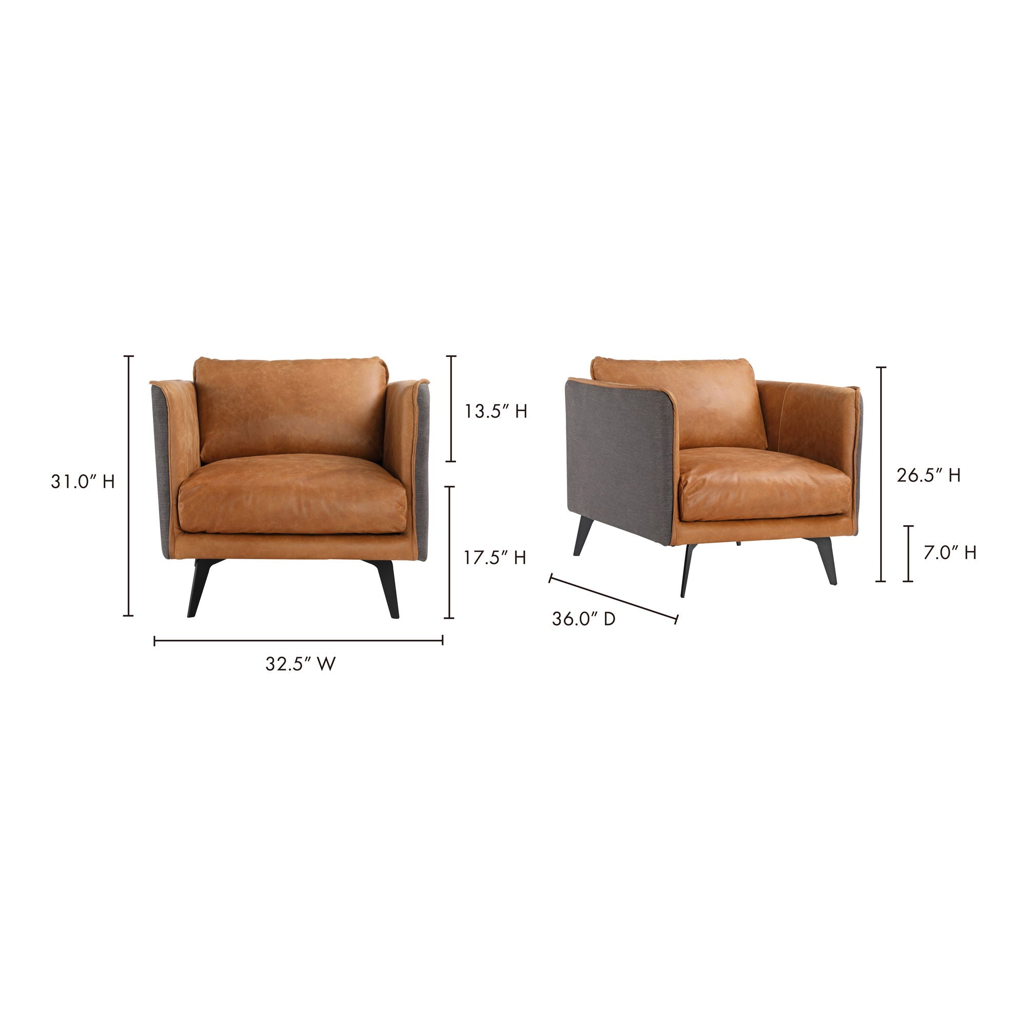 Messina - Leather Armchair - Light Brown