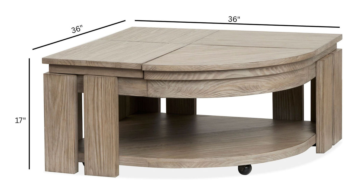 Conrad - Pie Shaped Lift Top Cocktail Table With Casters - Stone Harbor Gray