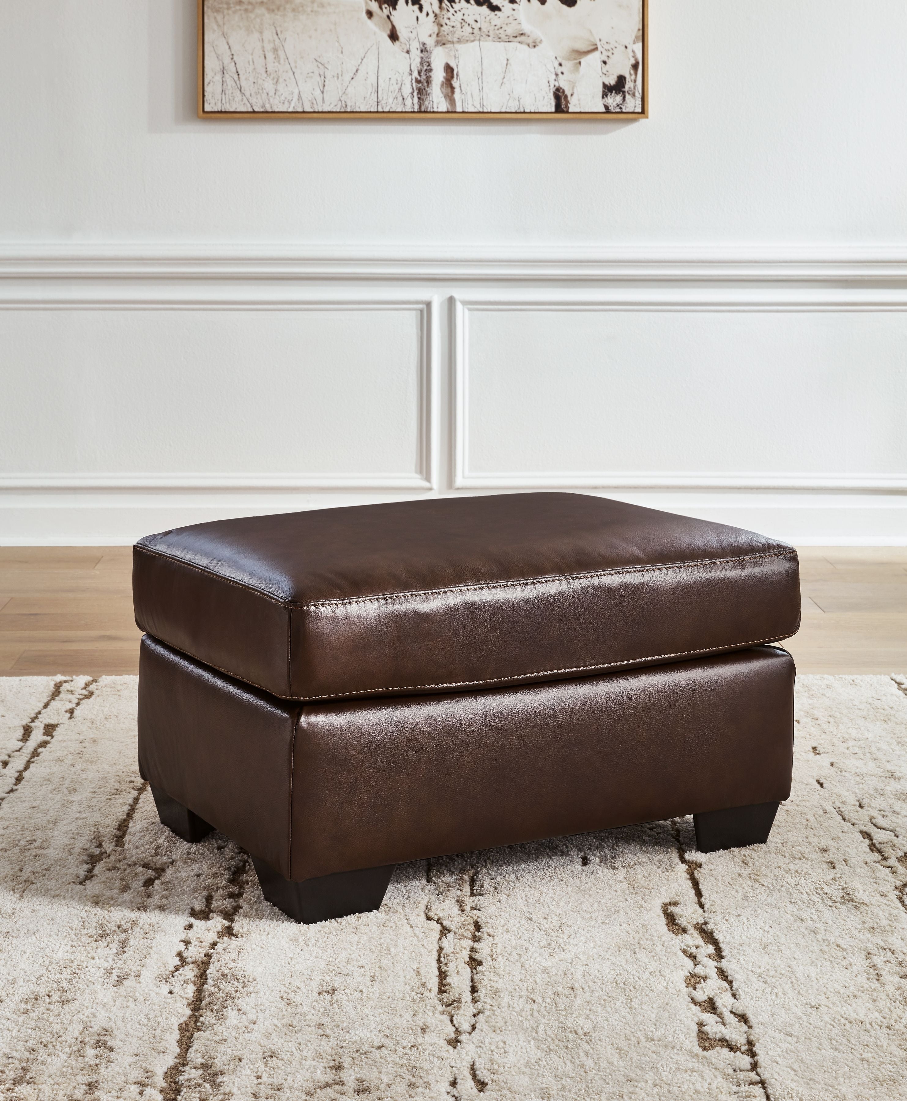 Dark brown leather ottoman discount