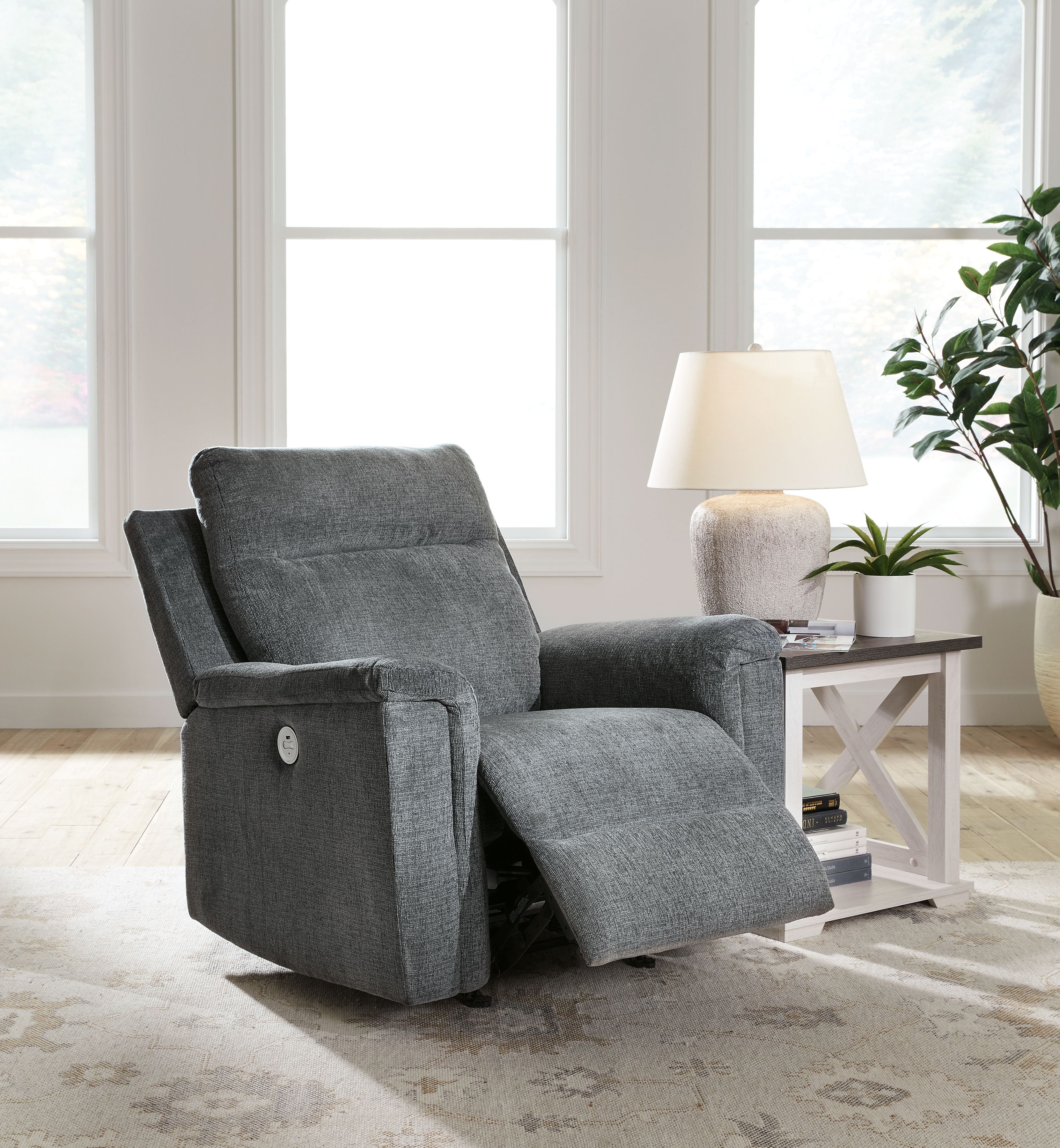 Barnsana - Gravel - Power Rocker Recliner - Fabric