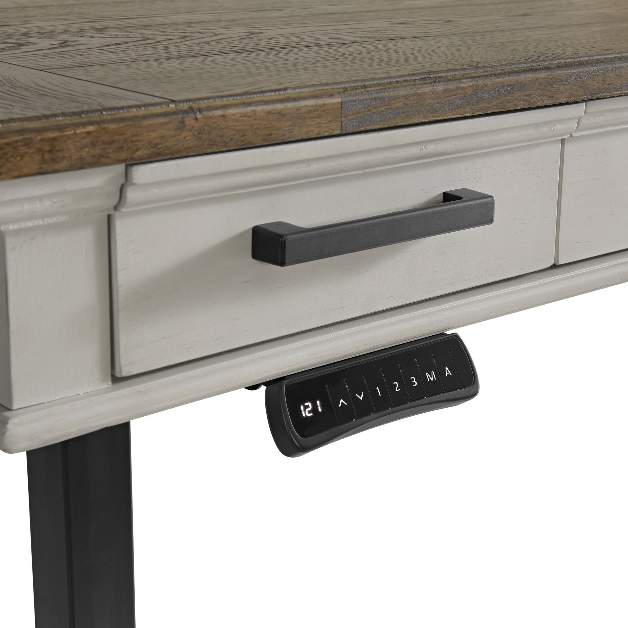 Drake - Lift Desk - Rustic White / French Oak