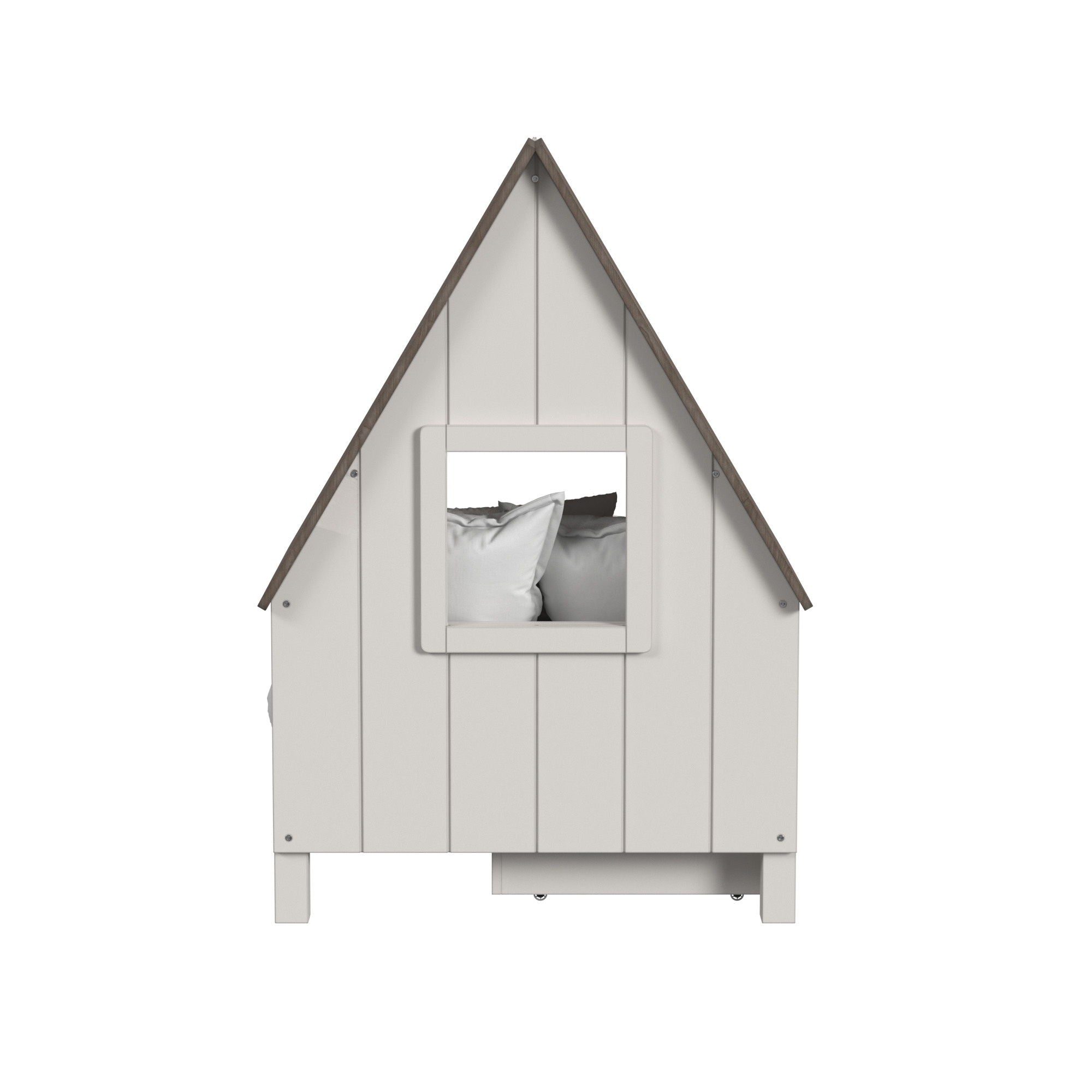 Lodge - Twin Bed With Half Roof And Window - Cookies / Cream