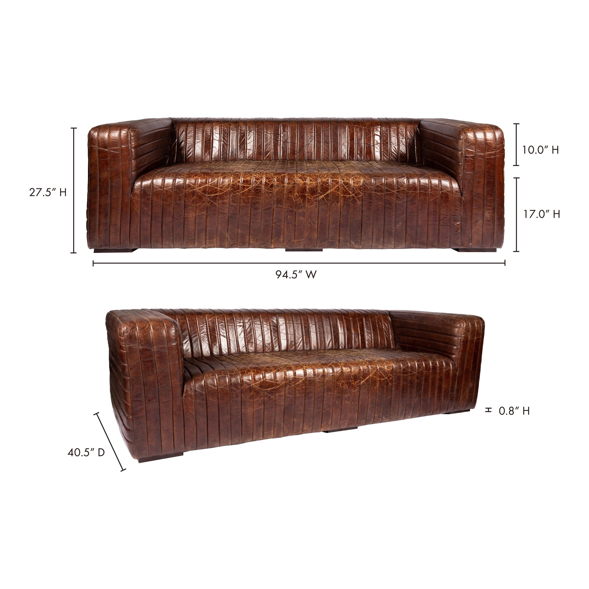 Castle - Sofa - Dark Brown Leather