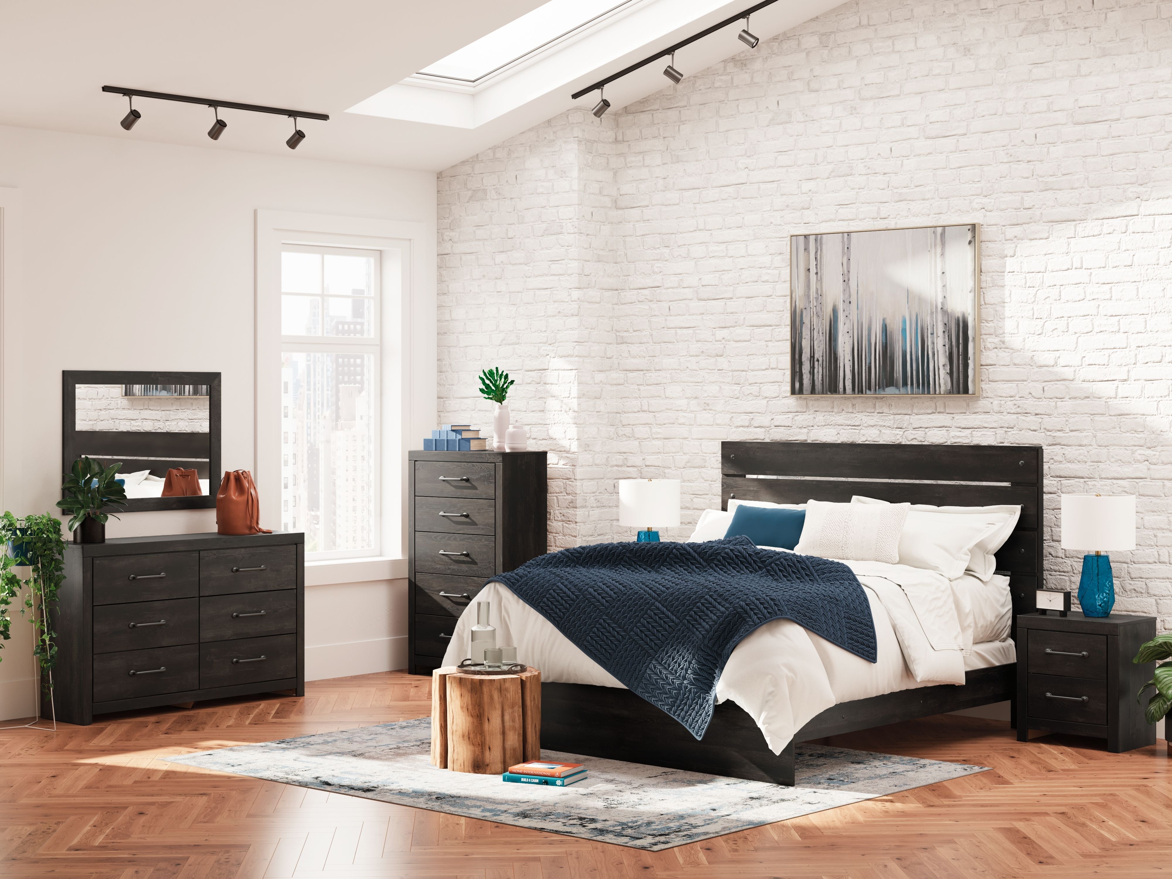 Hollivern - Dark Gray - Dresser And Mirror