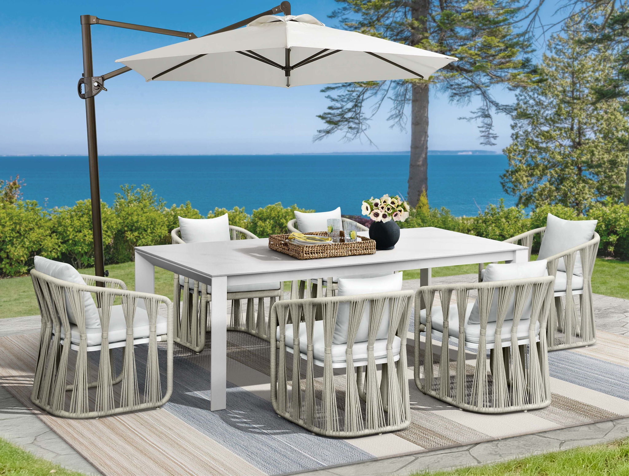 Alexa - Outdoor Dining Side Arm Chair - White