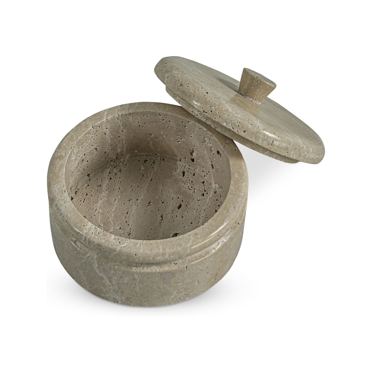 Valencia - Round Travertine Box - Beige