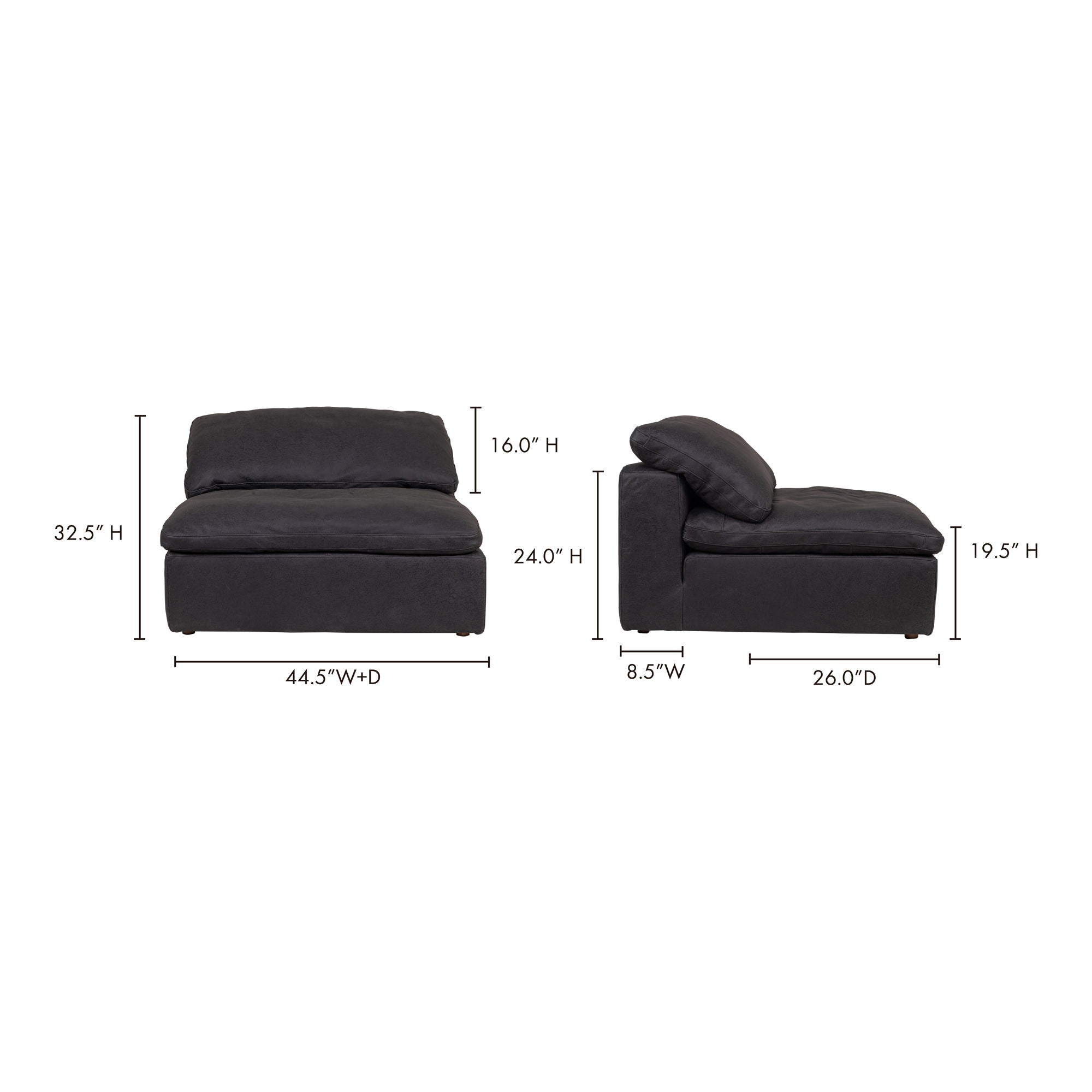 Clay - Nubuck Leather Slipper Chair - Black