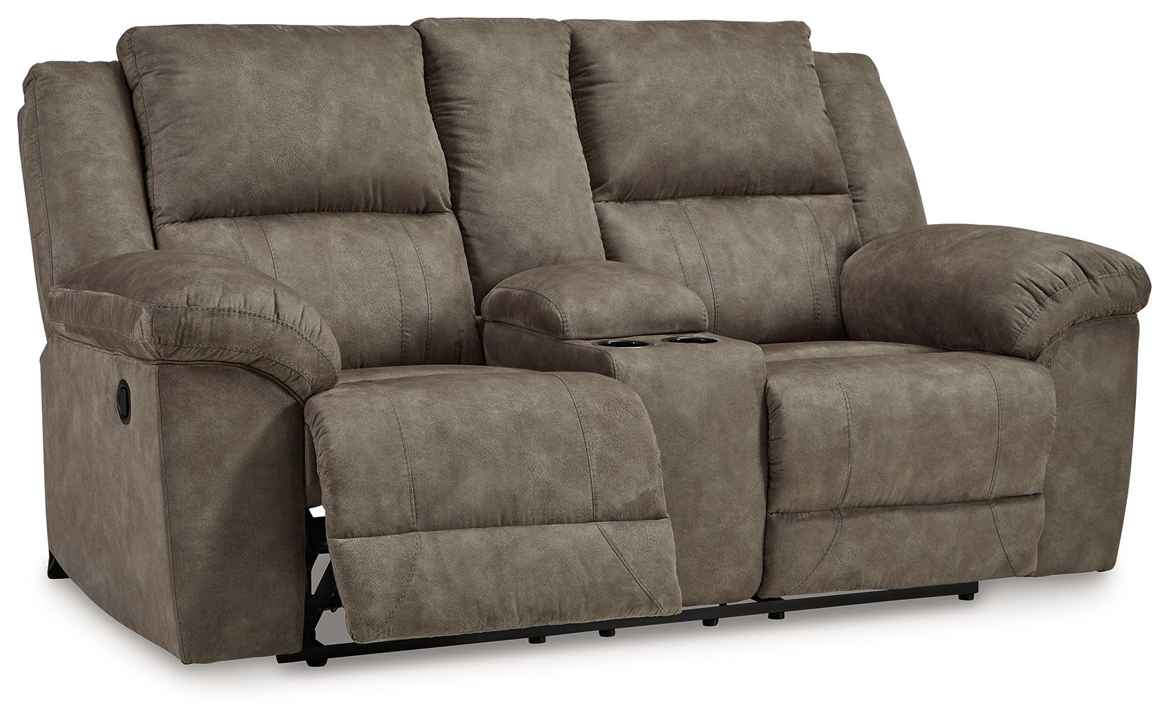 Laresview - Fossil - Dbl Reclining Loveseat With Console - Faux Leather