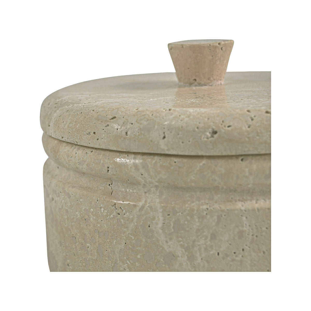 Valencia - Round Travertine Box - Beige