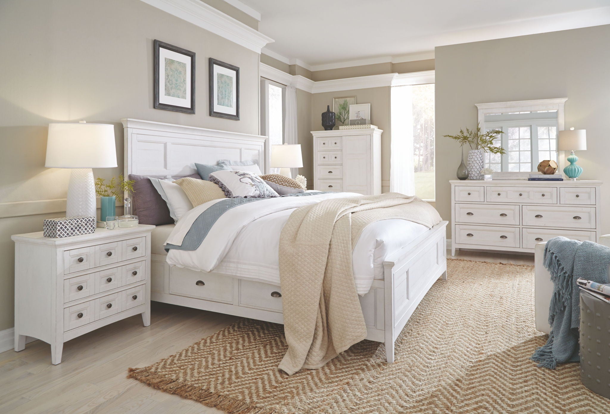Heron Cove - Complete Panel Bed With Storage Rails