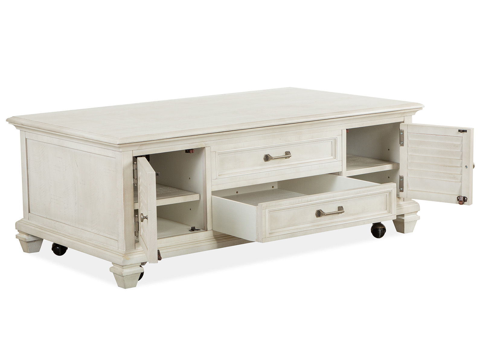 Newport - Lift Top Storage Cocktail Table (With Casters) - Alabaster